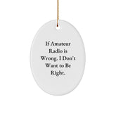 Amateur Radio Gifts for Men, Friends, and Family - Oval Ornament Quote If Amateur Radio Is Wrong I Don't Want To Be Right, Christmas Ornament - Image 1